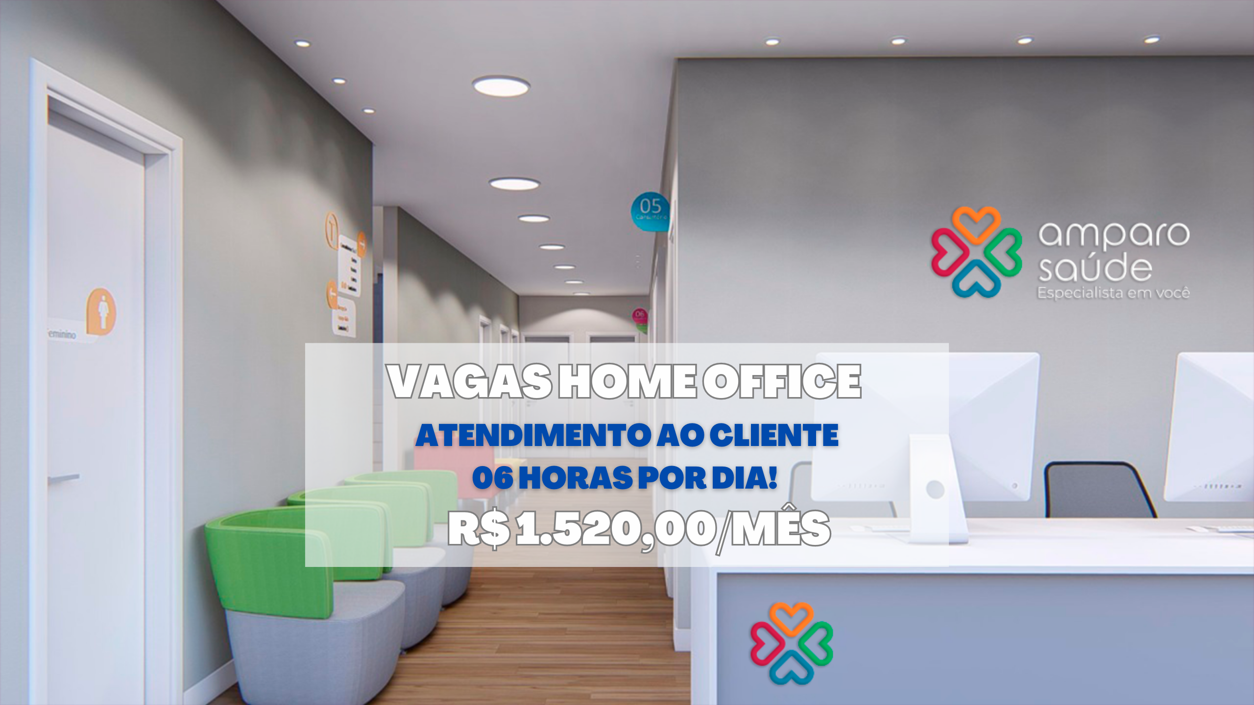 Trabalhe de Casa! A Amparo Saúde abre vagas HOME OFFICE para Atendimento ao cliente 06 HORA POR DIA.